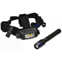 Magneti Marelli - Zestaw lampa czołowa i latarka – zasilanie akumulator 100/50 Lumenów SMD LED